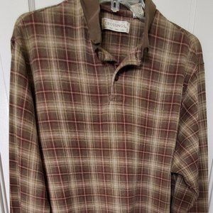 Crossings Brown Beige Plaid Shirt
